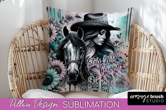 Western Pillow Cover - Cowgirl Pillow Case Sublimation Sublimation OrangeBrushStudio 