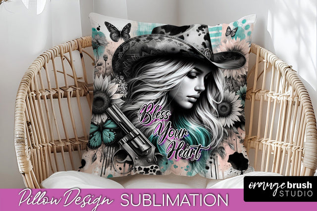 Western Pillow Cover - Cowgirl Pillow Case Sublimation Sublimation OrangeBrushStudio 