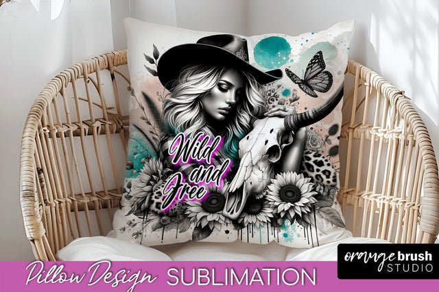 Western Pillow Cover - Cowgirl Pillow Case Sublimation Sublimation OrangeBrushStudio 