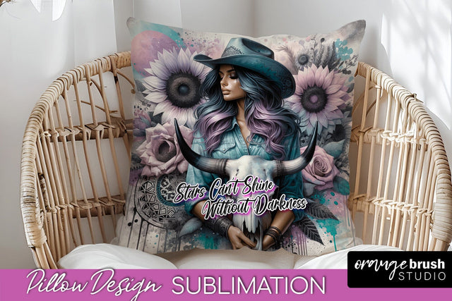 Western Pillow Cover - Cowgirl Pillow Case Sublimation Sublimation OrangeBrushStudio 