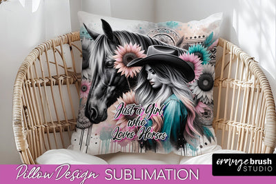 Western Pillow Cover - Cowgirl Pillow Case Sublimation Sublimation OrangeBrushStudio 