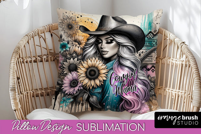 Western Pillow Cover - Cowgirl Pillow Case Sublimation Sublimation OrangeBrushStudio 