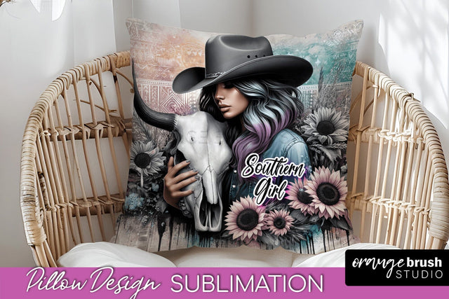 Western Pillow Cover - Cowgirl Pillow Case Sublimation Sublimation OrangeBrushStudio 