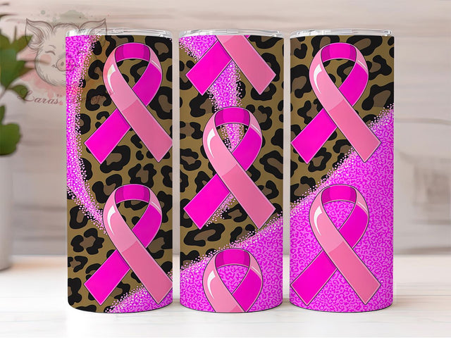 Western Pink Ribbon Awareness Tumbler, Breast Cancer Awareness Pattern, Cowgirl Ribbon Design, 20Oz Sublimation Wrap, Hope Ribbon Art, Rustic Western Texture, Tumbler Sublimation Sublimation Lara' s Designs 