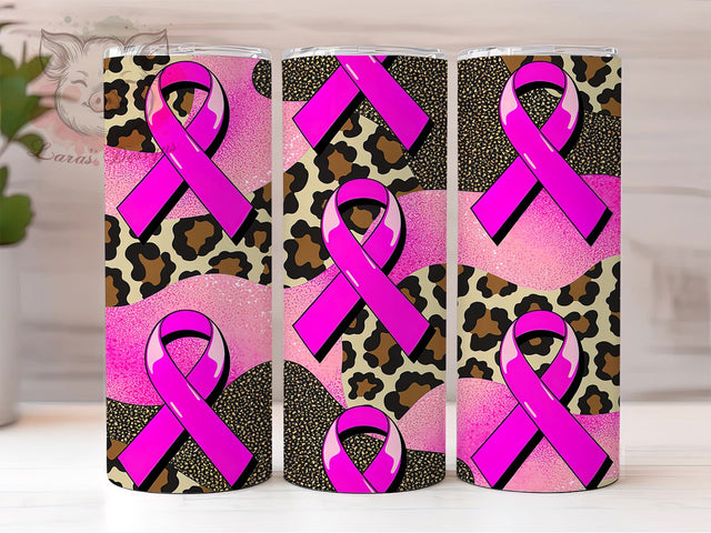 Western Pink Ribbon Awareness Tumbler, Breast Cancer Awareness Pattern, Cowgirl Ribbon Design, 20Oz Sublimation Wrap, Hope Ribbon Art, Rustic Western Texture, Tumbler Sublimation Sublimation Lara' s Designs 