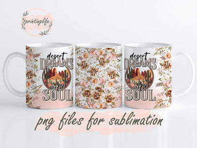 Western PNG, Desert Dreams Mug Wrap Design, Instant Digital Design Download Mug Wrap Design, Mug Design PNG Sublimation PrintingLife 