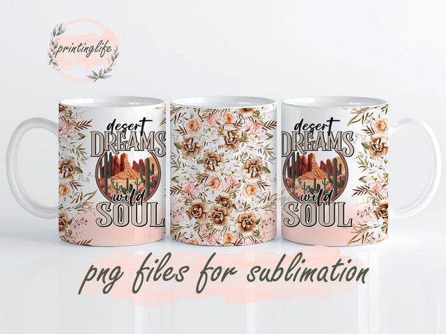 Western PNG, Desert Dreams Mug Wrap Design, Instant Digital Design Download Mug Wrap Design, Mug Design PNG Sublimation PrintingLife 