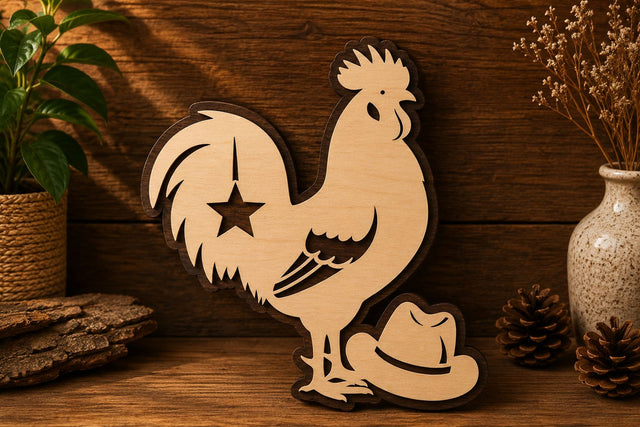 Western Rooster Laser Cut Svg File Design SVG Regulrcrative 