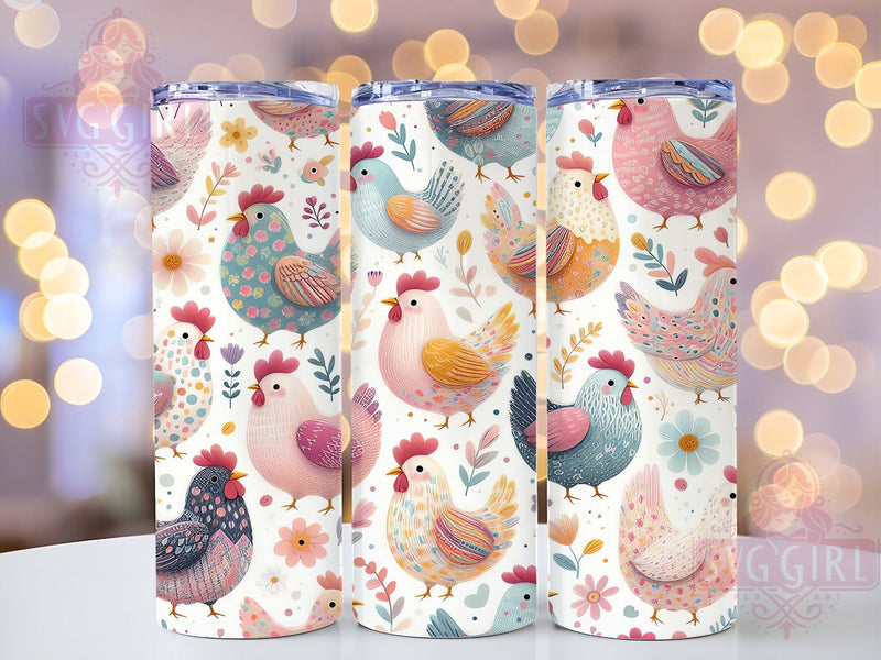 Western Rustic Chicken Tumbler, Western Theme, Rustic Style, Country Design, Farmyard Pattern, 20Oz Tumbler, Sublimation Wrap Sublimation SvggirlplusArt 