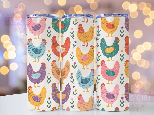 Western Rustic Chicken Tumbler, Western Theme, Rustic Style, Country Design, Farmyard Pattern, 20Oz Tumbler, Sublimation Wrap Sublimation SvggirlplusArt 