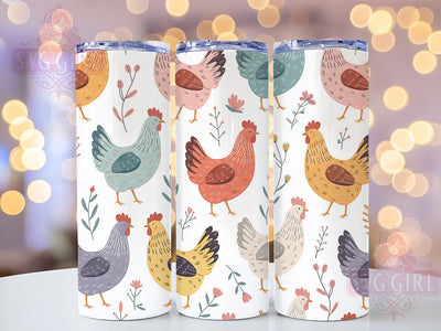 Western Rustic Chicken Tumbler, Western Theme, Rustic Style, Country Design, Farmyard Pattern, 20Oz Tumbler, Sublimation Wrap Sublimation SvggirlplusArt 