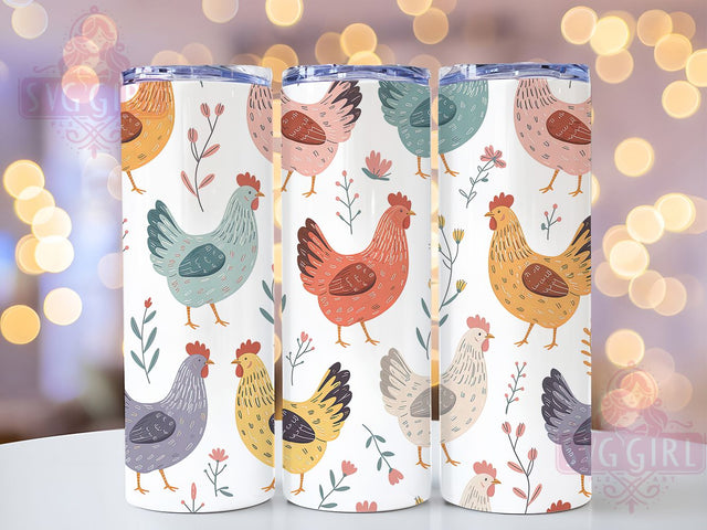Western Rustic Chicken Tumbler, Western Theme, Rustic Style, Country Design, Farmyard Pattern, 20Oz Tumbler, Sublimation Wrap Sublimation SvggirlplusArt 