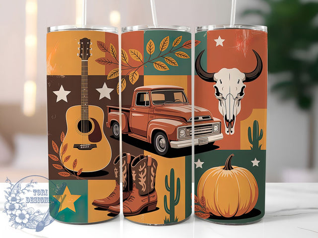 Western Rustic Pumpkin Fall Tumbler, Rustic Fall Mug, Vintage Truck Wrap, Autumn Harvest Drinkware, 20Oz Sublimation Design, Country Pumpkin Cup, Farmhouse Fall Tumbler Sublimation ToriDesigns 