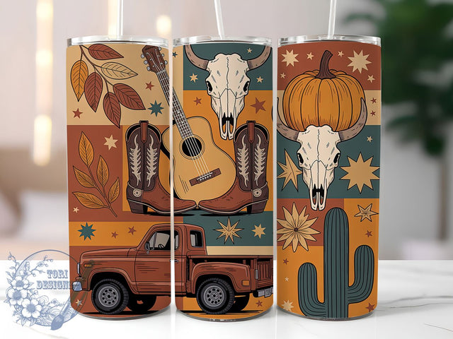 Western Rustic Pumpkin Fall Tumbler, Rustic Fall Mug, Vintage Truck Wrap, Autumn Harvest Drinkware, 20Oz Sublimation Design, Country Pumpkin Cup, Farmhouse Fall Tumbler Sublimation ToriDesigns 