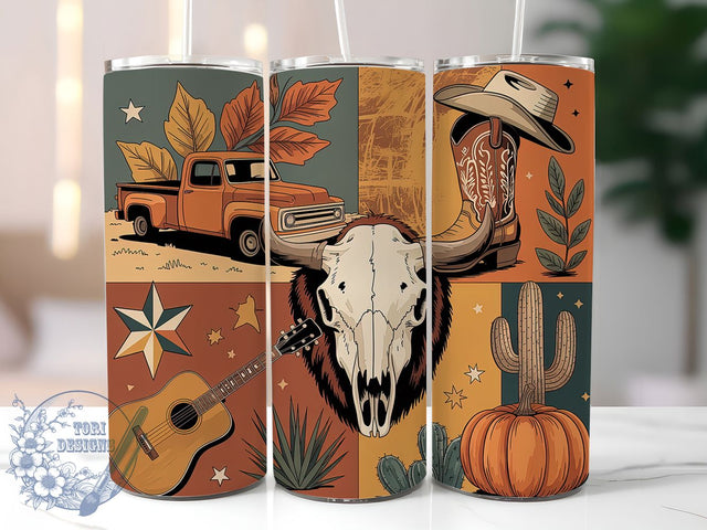 Western Rustic Pumpkin Fall Tumbler, Rustic Fall Mug, Vintage Truck Wrap, Autumn Harvest Drinkware, 20Oz Sublimation Design, Country Pumpkin Cup, Farmhouse Fall Tumbler Sublimation ToriDesigns 