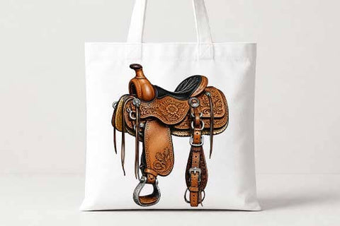 Western Saddle PNG | Tooled Leather Cowboy Sublimation PNG SVG BillahCrafts 