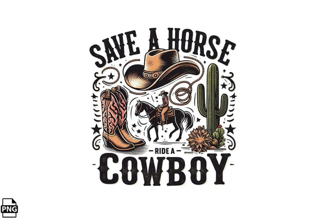 Western Save A Horse Ride A Cowboy PNG Printable File Sublimation Creativedesigntee 