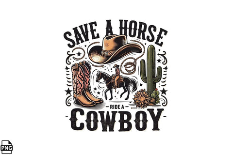 Western Save A Horse Ride A Cowboy PNG Printable File Sublimation Creativedesigntee 