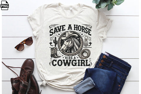 Western Save A Horse Ride A Cowgirl PNG Printable File Sublimation Creativedesigntee 