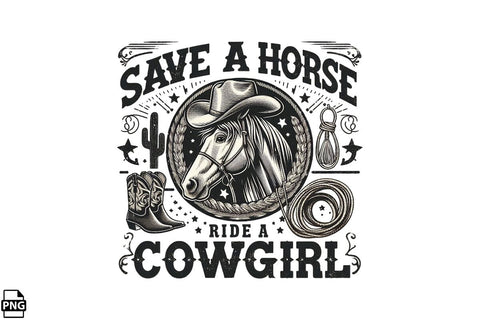 Western Save A Horse Ride A Cowgirl PNG Printable File Sublimation Creativedesigntee 