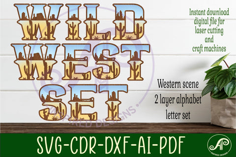 Western scene letters alphabet set x 26 SVG APInspireddesigns 