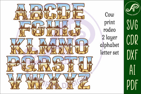 Western scene letters alphabet set x 26 SVG APInspireddesigns 