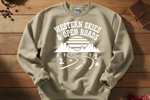 Western Skies & Open Roads Svg, Western Cowgirl Svg, Country Roads Svg, Western Aesthetic Svg, Cowgirl Shirt Svg, Rodeo Western Cricut File SVG TiffsCraftyCreations 