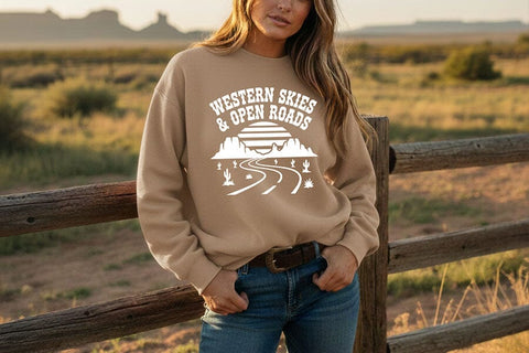 Western Skies & Open Roads Svg, Western Cowgirl Svg, Country Roads Svg, Western Aesthetic Svg, Cowgirl Shirt Svg, Rodeo Western Cricut File SVG TiffsCraftyCreations 