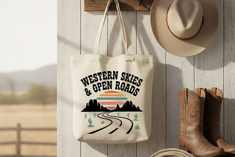 Western Skies & Open Roads Svg, Western Cowgirl Svg, Country Roads Svg, Western Aesthetic Svg, Cowgirl Shirt Svg, Rodeo Western Cricut File SVG TiffsCraftyCreations 