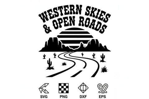 Western Skies & Open Roads Svg, Western Cowgirl Svg, Country Roads Svg, Western Aesthetic Svg, Cowgirl Shirt Svg, Rodeo Western Cricut File SVG TiffsCraftyCreations 