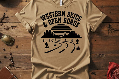 Western Skies & Open Roads Svg, Western Cowgirl Svg, Country Roads Svg, Western Aesthetic Svg, Cowgirl Shirt Svg, Rodeo Western Cricut File SVG TiffsCraftyCreations 
