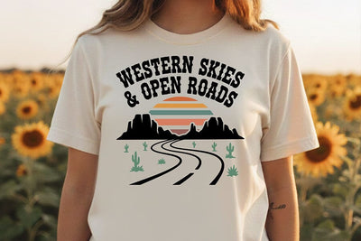 Western Skies & Open Roads Svg, Western Cowgirl Svg, Country Roads Svg, Western Aesthetic Svg, Cowgirl Shirt Svg, Rodeo Western Cricut File SVG TiffsCraftyCreations 