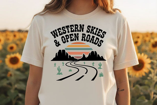 Western Skies & Open Roads Svg, Western Cowgirl Svg, Country Roads Svg, Western Aesthetic Svg, Cowgirl Shirt Svg, Rodeo Western Cricut File SVG TiffsCraftyCreations 