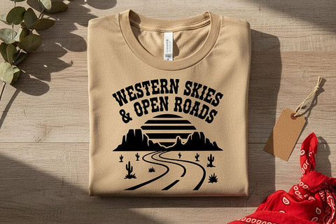 Western Skies & Open Roads Svg, Western Cowgirl Svg, Country Roads Svg, Western Aesthetic Svg, Cowgirl Shirt Svg, Rodeo Western Cricut File SVG TiffsCraftyCreations 