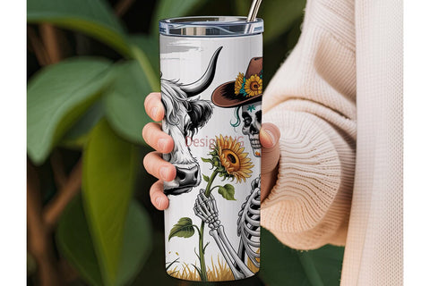 Western Skull Cowgirl 20oz Tumbler Sublimation DesignSVG 