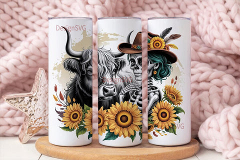 Western Skull Cowgirl 20oz Tumbler Sublimation DesignSVG 