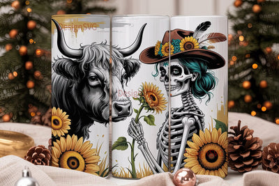 Western Skull Cowgirl 20oz Tumbler Sublimation DesignSVG 