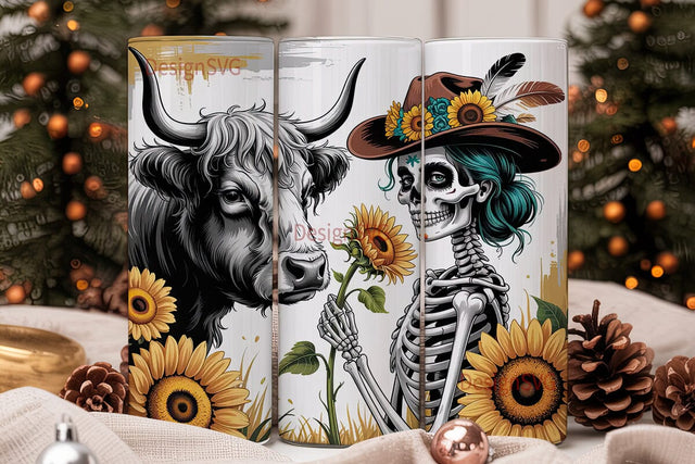 Western Skull Cowgirl 20oz Tumbler Sublimation DesignSVG 