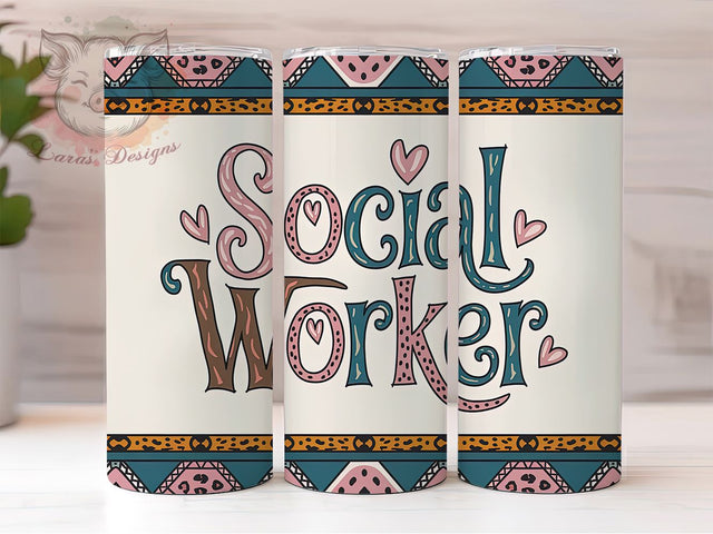 Western Social Worker 20oz Tumbler Wrap, 20oz Sublimation Tumbler, Cowboy Social Worker Tumbler, Rustic Appreciation Tumbler, Country Style Tumbler, Boho Western Tumbler Sublimation Lara' s Designs 