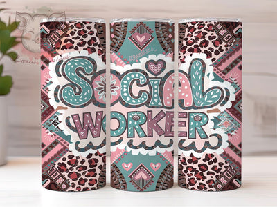 Western Social Worker 20oz Tumbler Wrap, 20oz Sublimation Tumbler, Cowboy Social Worker Tumbler, Rustic Appreciation Tumbler, Country Style Tumbler, Boho Western Tumbler Sublimation Lara' s Designs 