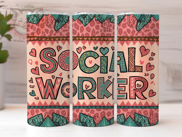 Western Social Worker 20oz Tumbler Wrap, 20oz Sublimation Tumbler, Cowboy Social Worker Tumbler, Rustic Appreciation Tumbler, Country Style Tumbler, Boho Western Tumbler Sublimation Lara' s Designs 