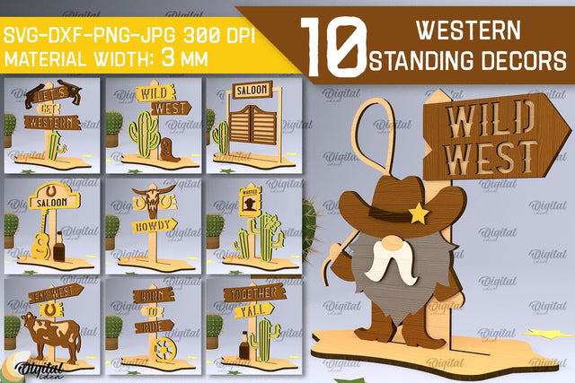 Western Standing Decor Laser Cut Bundle. Cowboy Western SVG SVG Evgenyia Guschina 