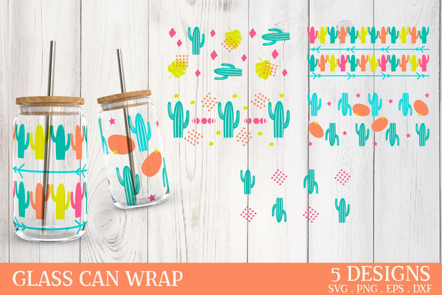 Western Summer Glass Can Wrap SVG | Summer Glass Can Cup SVG Petunia Digital Design 