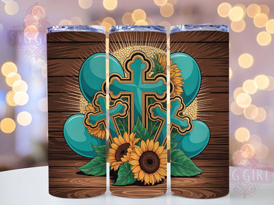 Western Sunflower Cross Tumbler, Sunflower Tumbler Design, Rustic 20oz Wrap, Sublimation Design, Country Faith Gift, Stylish Cross Wrap, Western Sunflower Tumbler Sublimation SvggirlplusArt 