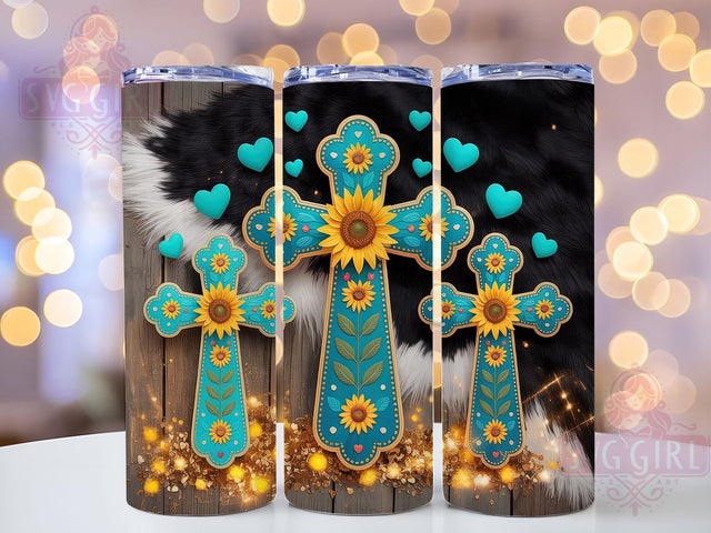 Western Sunflower Cross Tumbler, Sunflower Tumbler Design, Rustic 20oz Wrap, Sublimation Design, Country Faith Gift, Stylish Cross Wrap, Western Sunflower Tumbler Sublimation SvggirlplusArt 