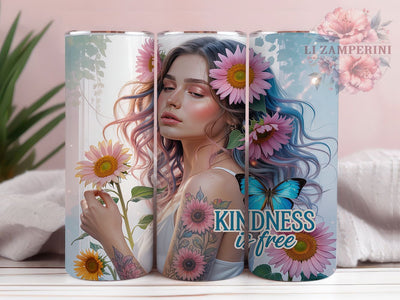 Western Sunflower Inspiration Tumbler, Kindness Quote Design, Country Girl Tumbler, Inspirational Western Art, Sunflower Quote Cup, Western Woman Design, Country Inspiration Art Sublimation Li Zamperini 