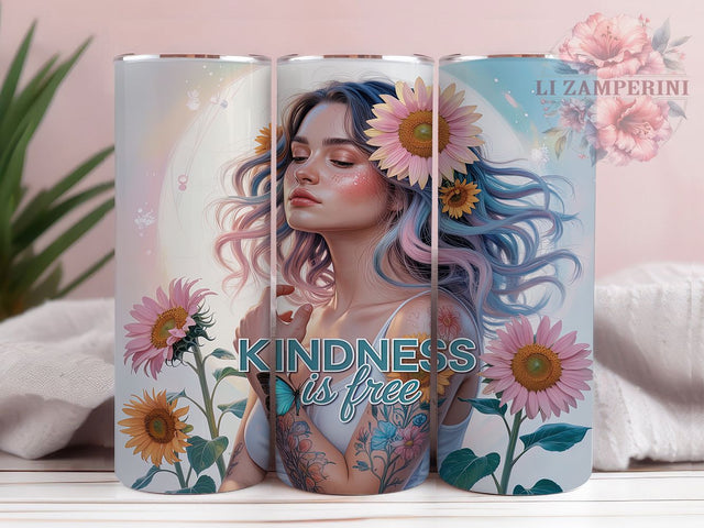 Western Sunflower Inspiration Tumbler, Kindness Quote Design, Country Girl Tumbler, Inspirational Western Art, Sunflower Quote Cup, Western Woman Design, Country Inspiration Art Sublimation Li Zamperini 