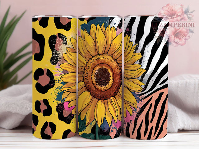 Western Sunflower Leopard Cow Tumbler, Sunflower Leopard Print Cup, 20oz Country Tumbler Wrap, Rustic Cow Print Sublimation, Farm Life Tumbler PNG, Boho Western Cup Design Sublimation Li Zamperini 