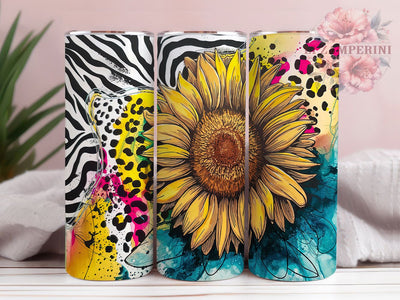Western Sunflower Leopard Cow Tumbler, Sunflower Leopard Print Cup, 20oz Country Tumbler Wrap, Rustic Cow Print Sublimation, Farm Life Tumbler PNG, Boho Western Cup Design Sublimation Li Zamperini 