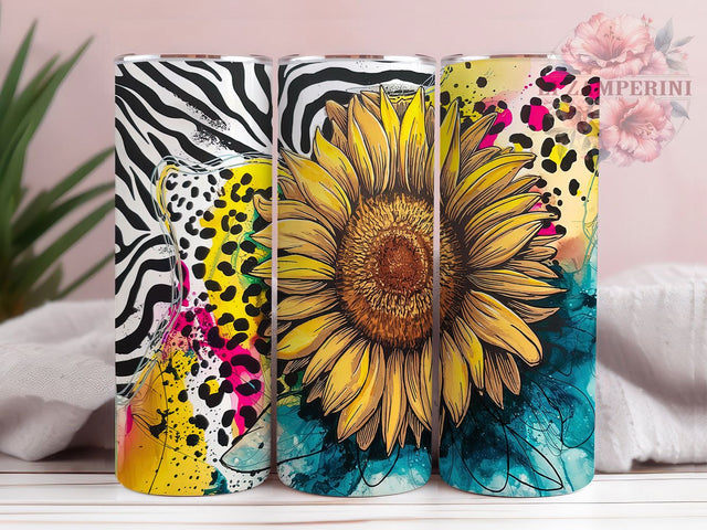 Western Sunflower Leopard Cow Tumbler, Sunflower Leopard Print Cup, 20oz Country Tumbler Wrap, Rustic Cow Print Sublimation, Farm Life Tumbler PNG, Boho Western Cup Design Sublimation Li Zamperini 